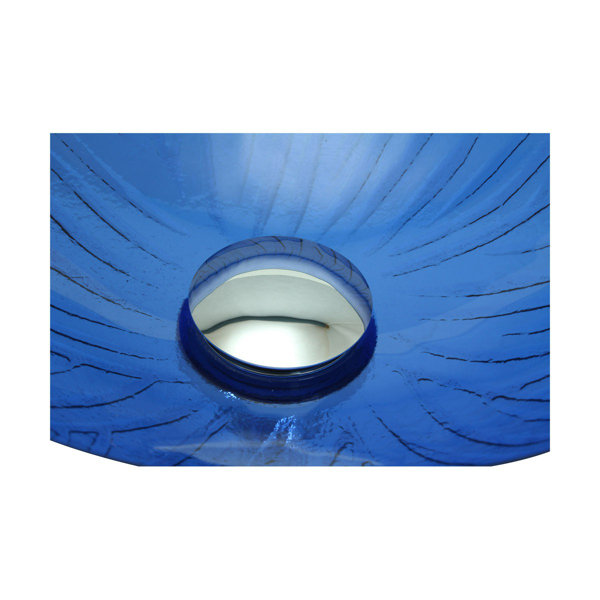 The Renovators Supply Inc. Blue Tempered Glass Vessel Round Bathroom